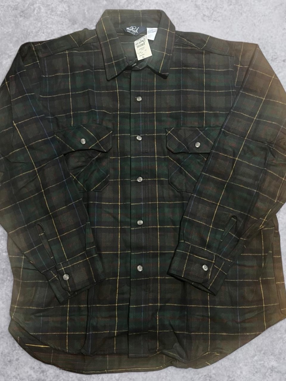 VTG 90s Woolrich Flannel Shirt Mens XL NWT Deadstock Made in USA Dark Green